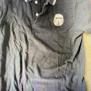 Gap Star Wars Boys Black Polo Shirt Collared Stormtrooper